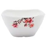 Dinesmart Primera Yellow and Pink Petal Square Melamine Veg Bowl 210 ml