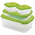 Asian Utility Transparent Plastic Container 500+ 500+ 800+ 1800 ml (Set of 4) - Design/colour may vary
