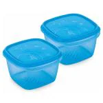 Asian Stock & Lock Assorted Colour Square Plastic Container 900 ml (Set of 2)