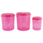 Asian Stylo Assorted Colour Plastic Food Container 1000+ 2500+ 4100 ml Set of 3 (Design/colour may vary)