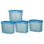 All Time Sleek Blue Square Plastic Container 850 ml (4 pcs)