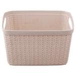 All Time Cresta Knit Cream Plastic Rectangular Laundry Basket 6.5 L