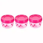 Ratan Ezee Lock Pink Polka Plastic Container 300 ml (Set of 3)
