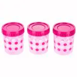 Ratan Ezee Lock Polka Pink Round Plastic Container 500 ml (Set of 3)