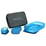 Signoraware Compact Turquoise Rectangular Plastic Lunch Box 100+ 100+ 850 ml (3 pcs) with Bag