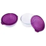 Roxx Wonder Box Assorted Colour Round Glass Storage Bowl 630 ml (Set of 2)