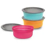 Asian Dynamic Air Seal Multicolour Plastic Food Container 600 ml (Set of 3) - Design / Colour may vary