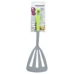 Fackelmann Slotted Turner 31 cm with Green Handle & Grey Front