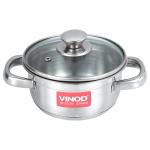 Vinod Bremen Round Stainless Steel Sauce Pot 14 cm with Glass Lid