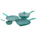 Wonderchef Celebration Turquoise Blue Aluminium Non-Stick Cookware Set with Free Mini Fry Pan (4 pcs)