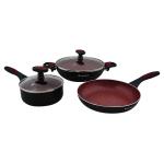 Wonderchef Burlington Red & Black Non-Stick Aluminium Cookware Set (3 pcs)