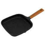 Wonderchef Caesar Black Aluminium Non-Stick Grill Pan with Wooden Handle 24 cm