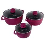 Wonderchef Ceramide Pink Aluminium Ceramic Coating Casserole Set (6 pcs)
