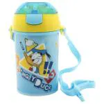 Disney Donald Duck Blue & Yellow Plastic Sipper Bottle with Press Button 400 ml