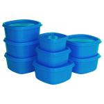 Princeware Store Fresh Blue Square Plastic Container Set (8 pcs)