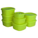 Princeware Store Fresh Green Square Plastic Container Set (8 pcs)