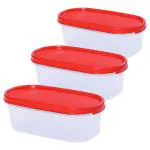Signoraware Modular Red Oval Plastic Container 500 ml (Set of 3)