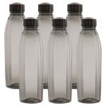 Cello Crystal Black Plastic Bottle 1 L (Set of 6)