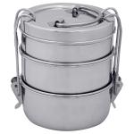 Neelam Sada Round Stainless Steel 3 Container Lunch Box 8 inch with Plate
