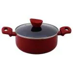 Bergner Bellini Plus Red Induction Base Aluminium Casserole with Glass Lid 22 cm (No.31271)
