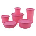Cello Max Fresh Club Pink Round Plastic Container Set (6 pcs)