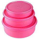 Cello Max Fresh Universal Pink Round Plastic Container (3 pcs)
