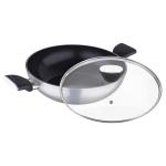 Bergner Carbon TT Grey Round Induction Base Non-Stick Kadhai 28 cm with Glass Lid (BG-9245)