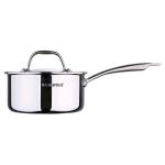 Bergner Argent Triply Round Stainless Steel Sauce Pan 1 L with Lid (BG-6326)