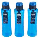 Polyset Flip Top Blue Cylindrical Plastic Water Bottle 1 L (Set of 3)
