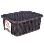 Polyset Marvel Matt Brown Rectangular Plastic Basket with Lid (No. 20)