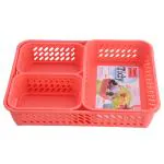 Polyset Tidy Pink Rectangular Plastic Multi Purpose Basket 32.5x24.7 cm (4 pcs)