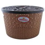 Nakoda Silky Brown Plastic Basket with Lid 8800 ml (No. 333)