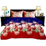 Bella Casa Amore Red Printed Polycotton Double Bed Sheet with 2 Pillow Covers 254x229 cm (Design 11)
