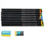 Apsara Matt Magic Extra Dark Pencils with One Eraser and Sharpener (Pack of 10)