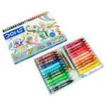 Doms Jumbo Wax Crayons with 2 Glitter Crayons and a Jumbo Sharpener (24 Shades) (Design/colour may vary)