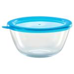 Borosil Glass Mixing Bowl with Blue Plastic Lid 500 ml