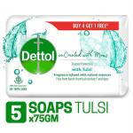 Dettol Co-Created with Moms Tulsi Soap 75 g (Buy 4 Get 1 Free)