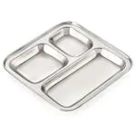 Home One Square Stainless Steel Pav Bhaji Plate 21.7 cm