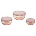 Mastercook Malta Assorted Round Plastic Container 1.87 L Set of 3 (Design/colour may vary)