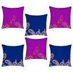 Bella Casa Digital Blue and Purple Ethnic Microfiber Cushion Covers 30x30 cm 6 pcs (Design 4)