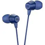 JBL T50HI in-Ear Wired Headphone with Noise Isolation Mic, Bass sound, 1.2 m cable length, Blue
