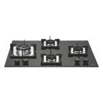 Elica Flexi DT MFC 70 Swirl Built-In Hob with 4 Brass Burners, Auto Ignition, Black