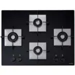 Elica Flexi HCT 470 DX Lotus Built-In Hob with 4 Brass Burners, Black