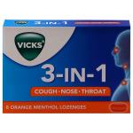 Vicks 3-in-1 Orange Cough Drops 8 pcs (20 g)