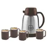 Basik Lunar Assorted Stainless Steel Tea Set (Kettle 500 ml+ 4 Cups 140 ml)