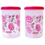 Home One Plastic Round Container 2000 ml (Set of 2)