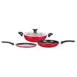 Renberg Red Aluminium Non-Induction Base Cookware Set (4 pcs)