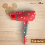 Reconnect Mickey 1600W Hair Dryer with Blow Dry Concentrator (Detachable), 3-Speed/2-Heat Control, Pro-styling Cool Shot Function, Thermo Protection, Foldable Handle, 2 Years Warranty