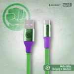 Reconnect Marvel Hulk Type C Cable, Charge & Sync, Premium Flat cable design, 1m long - DCB103 HK