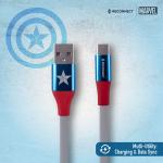Reconnect Marvel Captain America Type C Cable, Charge & Sync, Premium Flat cable design, 1m long - DCB103 CA